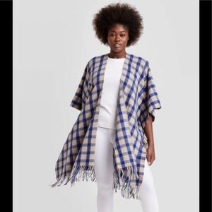 A New Day/Long Plaid Ruana Kimono / One Size